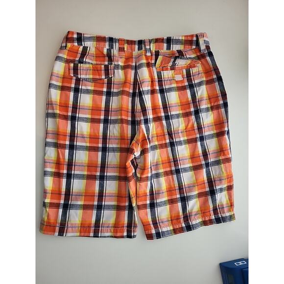 One Tough Brand OTB Shorts Mens Size 40 Orange Blue Plaid Golf Outdoor Cargo - Picture 7 of 9